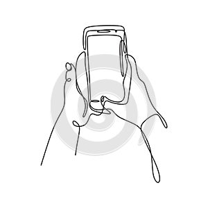 Phone call one continuous single line drawing minimalism