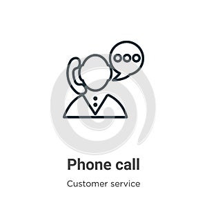 Phone call outline vector icon. Thin line black phone call icon, flat vector simple element illustration from editable customer