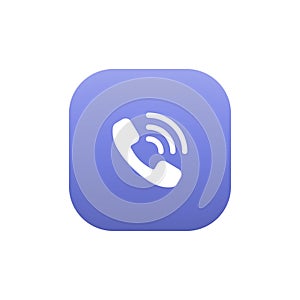 Phone call, telephone ringing icon vector on square button