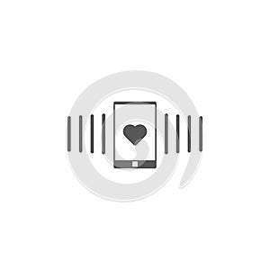 Phone call, vibration, heart icon. Simple glyph, flat vector of valentines day, love icons for UI and UX, website or mobile