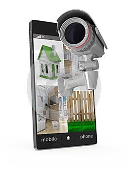 Phone with camera on white background