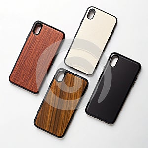 Phone case with interchangeable backplates isolated on white background