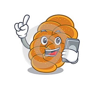 With phone challah character cartoon style