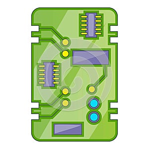 Phone circuit board icon, cartoon style