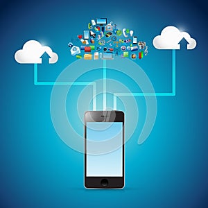 Phone cloud computing icon network illustration