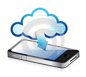 Phone with cloud computing symbol on a screen