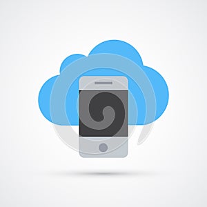 Phone cloud trendy symbol. Vector trendy colored illustration