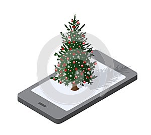 Phone concept of winter holiday
