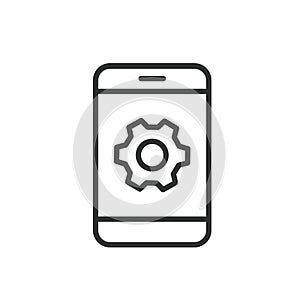 Phone configuration, icon in line design. Phone, configuration, settings, setup, system, preferences, customization on