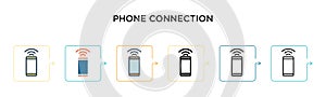 Phone connection vector icon in 6 different modern styles. Black, two colored phone connection icons designed in filled, outline,