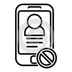 Phone contact blacklist icon outline vector. User data