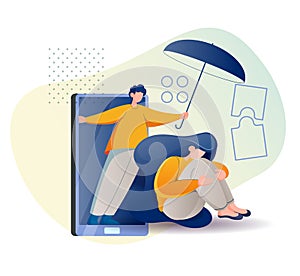 On Phone Counseling Psychology - Stock Illustration