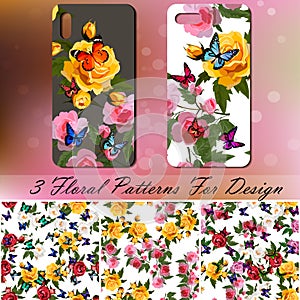 Phone cover with roses and butterflies
