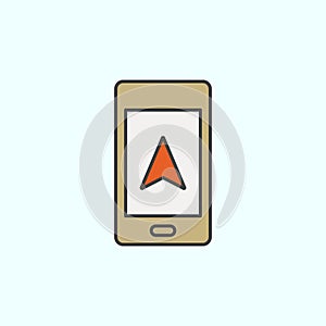 phone, cursor color vector icon, vector illustration