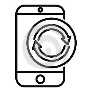Phone data backup icon outline vector. Computer storage
