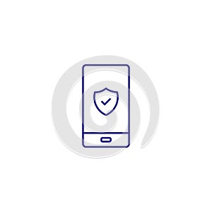 Phone data encryption privacy line icon. Password security technology