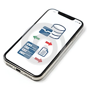 Phone database transfer isolated on white background photo