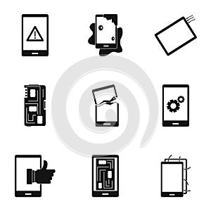 Phone diagnostics icon set, simple style