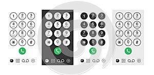 Phone with dial keypad. Number on smartphone screen for call. Cellphone with keyboard for mobile connection. Design of smart