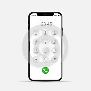 Phone dial screen. Display Keypad with numberst for mobile phone.