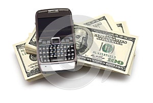 Phone and dollar bank notes photo
