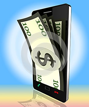 Phone Dollars Shows World Wide Web And Banking