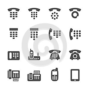 Phone and fax icon set, vector eps10