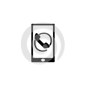 Phone flat icon. Mobile phone ringing sign. Symbol for the design of the interface of the application and website.