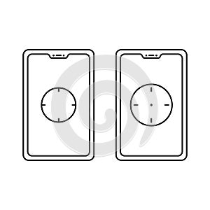 Phone with focal point or focus icon design. Vector