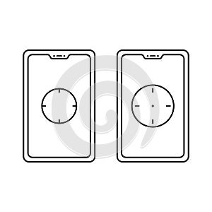 Phone with focal point or focus icon design. Vector photo