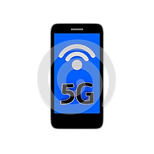 Phone with  5G white background. 3D rendering