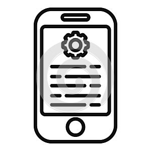 Phone gear support icon outline vector. Data paper