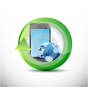 Phone and globe technology illustration