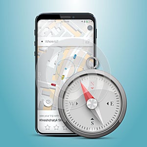 Phone gps navigation map compass.
