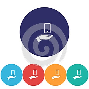 phone in hand icon , lorem ipsum Flat design