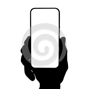 a phone in a hand on a transparent background in vector format