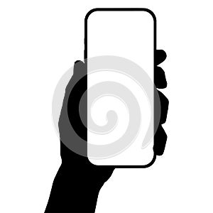 a phone in a hand on a transparent background in vector format