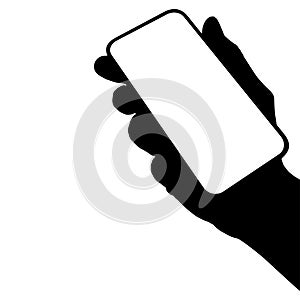 a phone in a hand on a transparent background in vector format