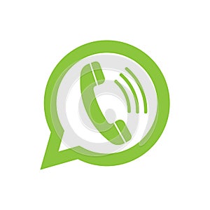 Phone handset in speech bubble. Messenger icon isolated on background. Vector illustration.