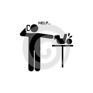 Phone, help, baby, crying icon. Element of parent icon. Premium quality graphic design icon. Signs and symbols collection icon for