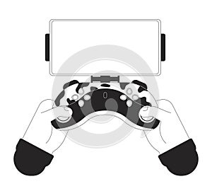 Phone holder for game controller cartoon human hands outline illustration