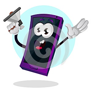 Phone holding speakerphone illustration vector