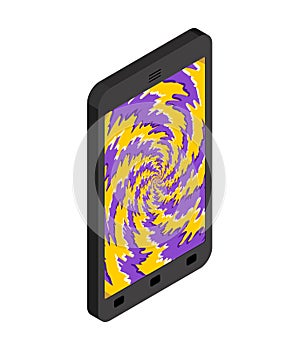 Phone hypnosis. Smartphone screen hypnotizes. vector illustration