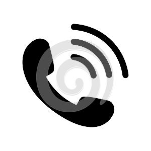 Phone icon in black with waves