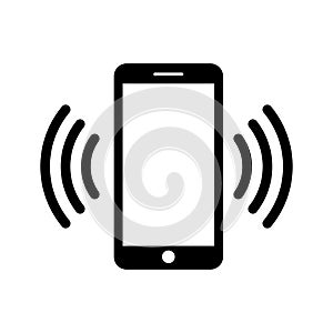 Phone icon in black and white. Telephone symbol. Vector illustration.