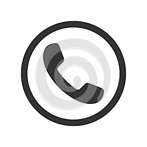 Phone icon. Call application symbol. Flat interface sign. Simple shape old telephone logo. Isolated on white background.