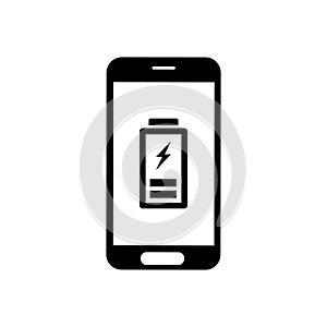 Phone icon with charging battery symbol