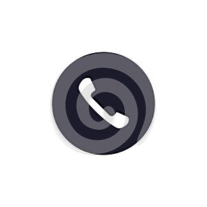 Phone Icon in circle. Telephone handset Vector flat symbol On white background