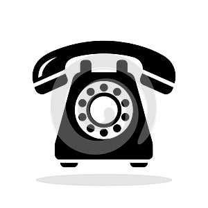 Phone icon. Classic black rotary telephone icon. Communication concept