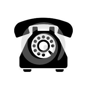 Phone icon. Classic black rotary telephone icon. Communication concept